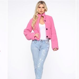 Pink Sherpa coat jacket size Xs